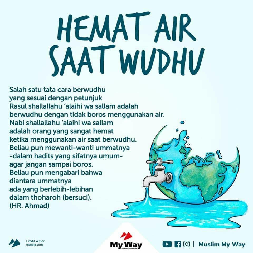 Poster Hemat Energi Air - Hemat Air Saat Berwudhu